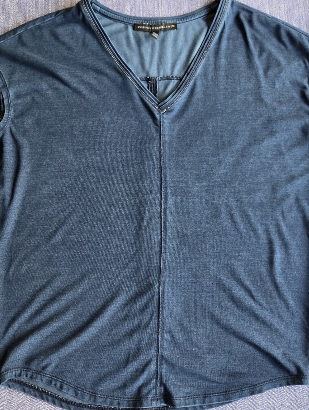 White House Black Market Blue V-Neck Top